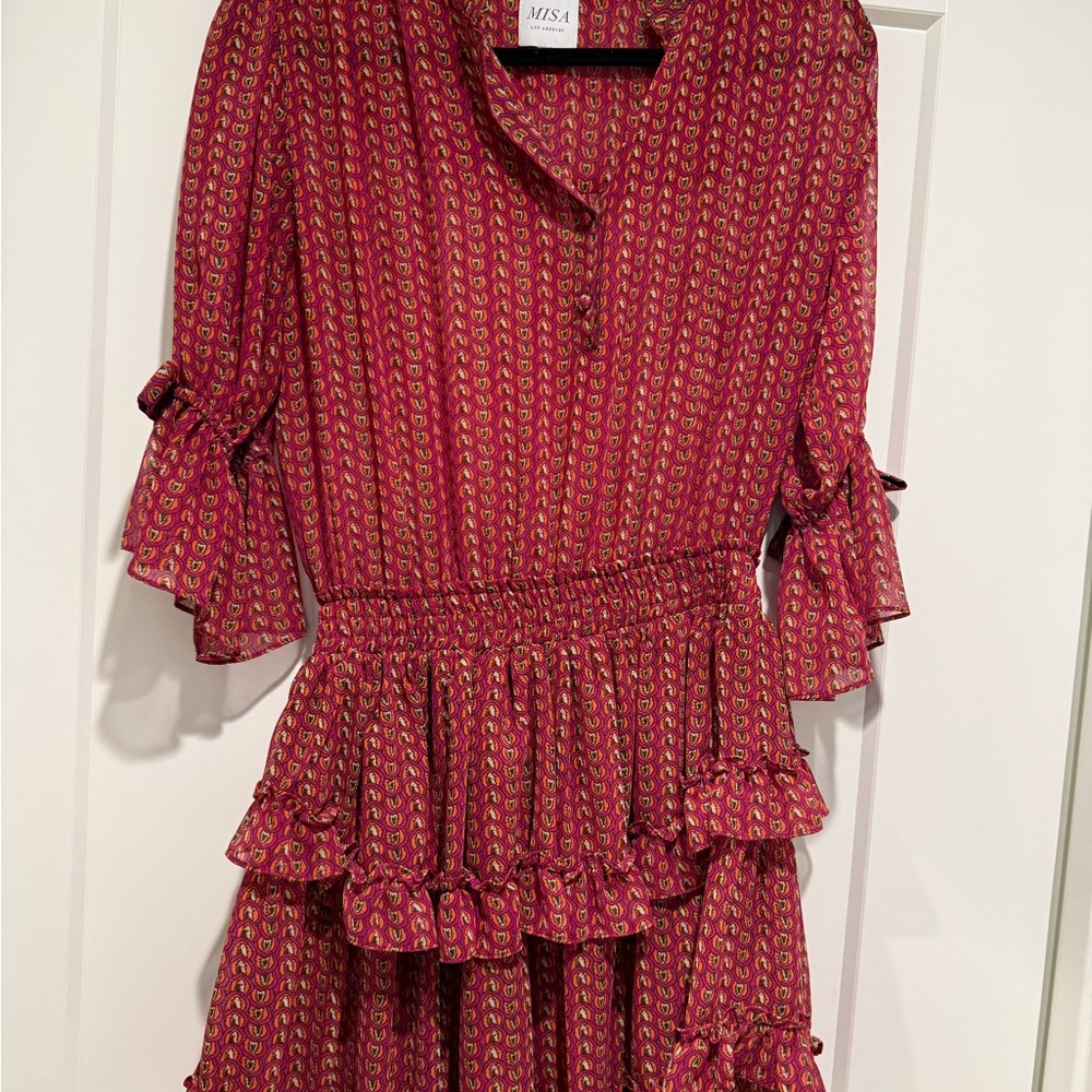 Misa Los Angeles Red Patterned Mini Dress